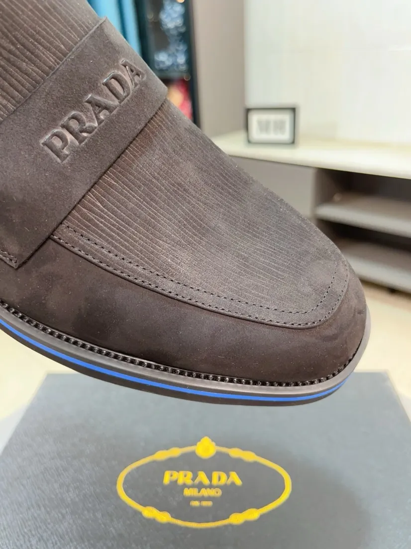 Men's shoes 💰540🌹🌹【PRADA Leather Shoes】Top purchasing agency Original imported Italian custom-made open-edge beaded cowhide leather surface, fully imported water-dyed breathable cowhide lining, original factory special molded sole super comfortable, size: 38-44